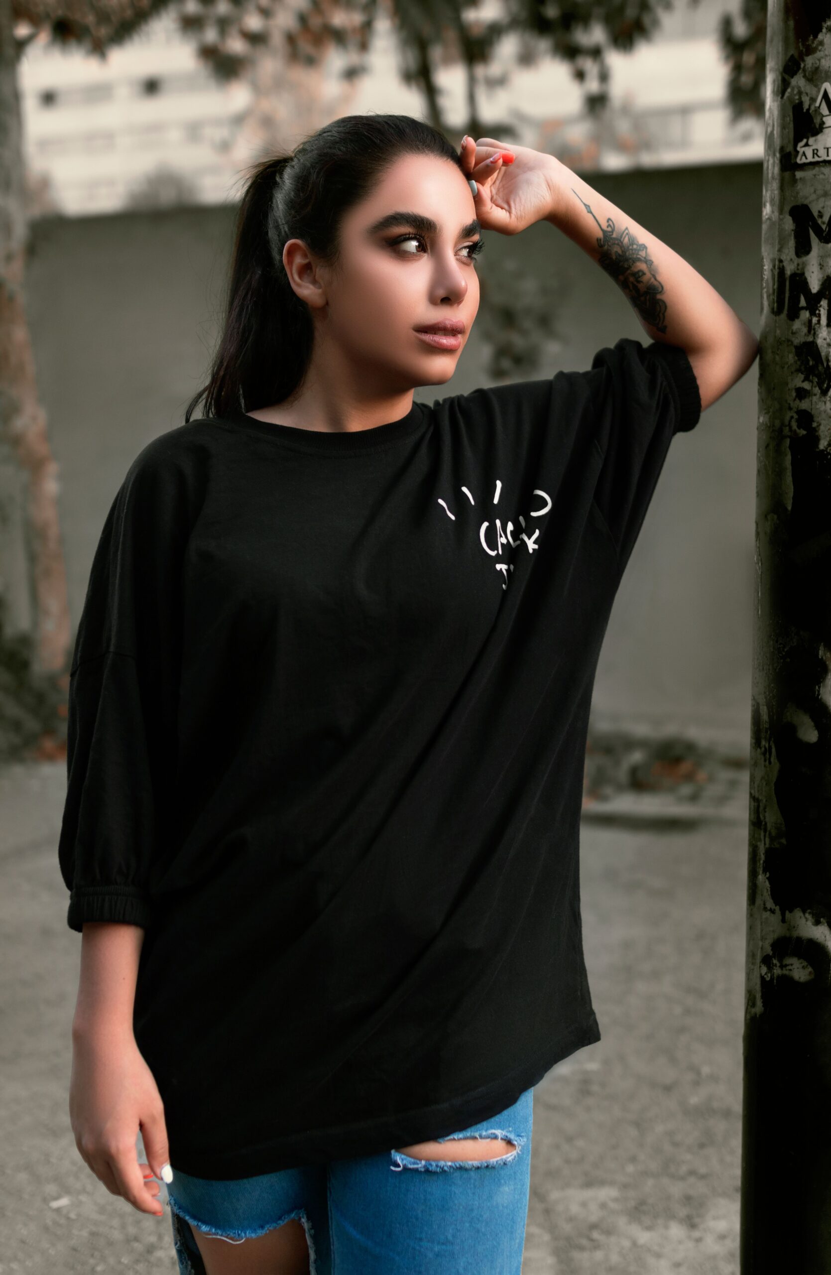 Women’s Oversized Black Graphic T-Shirt